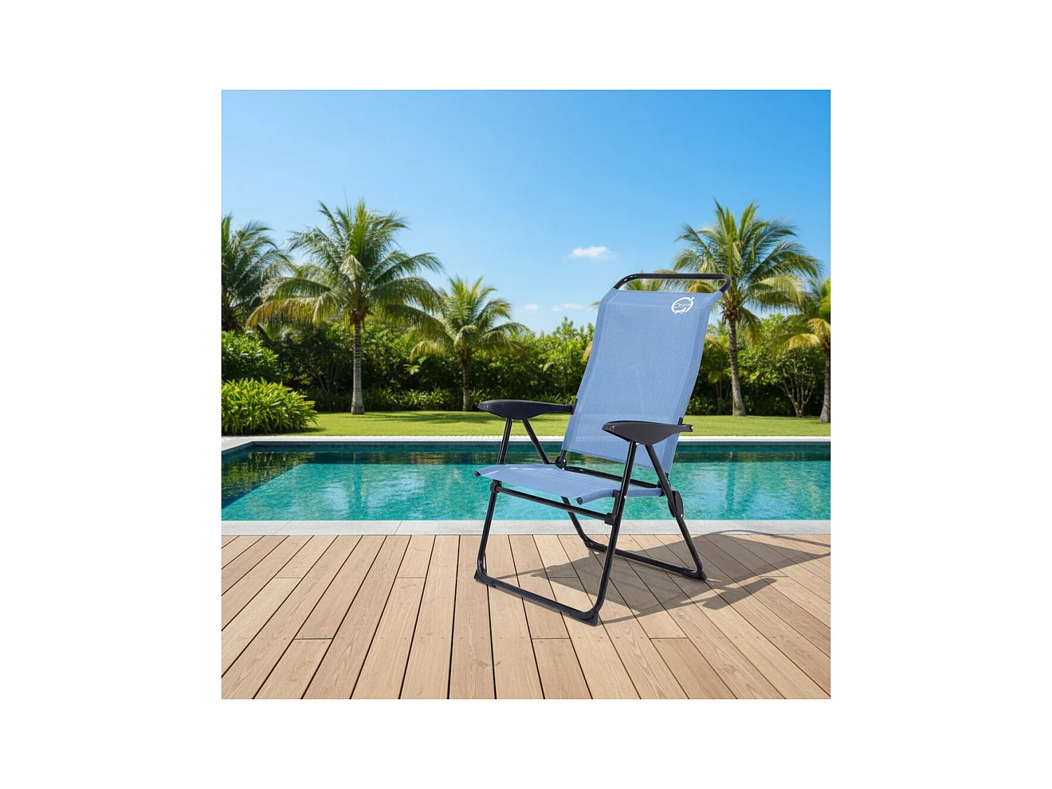 Fauteuil de camping 5 positions pliable - O'Camp - Bleu - Dimensions : 70 x 105 x 62 cm