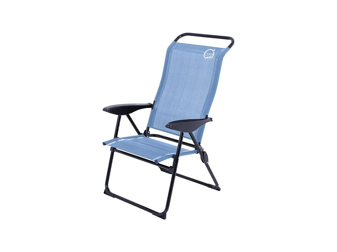 O'Camp Silla de camping plegable de 5 posiciones - - Azul - Dimensiones: 70 x 62 x 105 cm