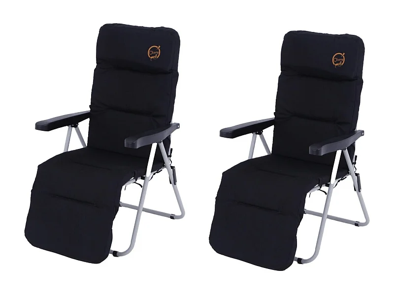 Lot de 2 fauteuils de camping relax pliables - O'camp - Multipositions - 62 x 105 x 92 x cm