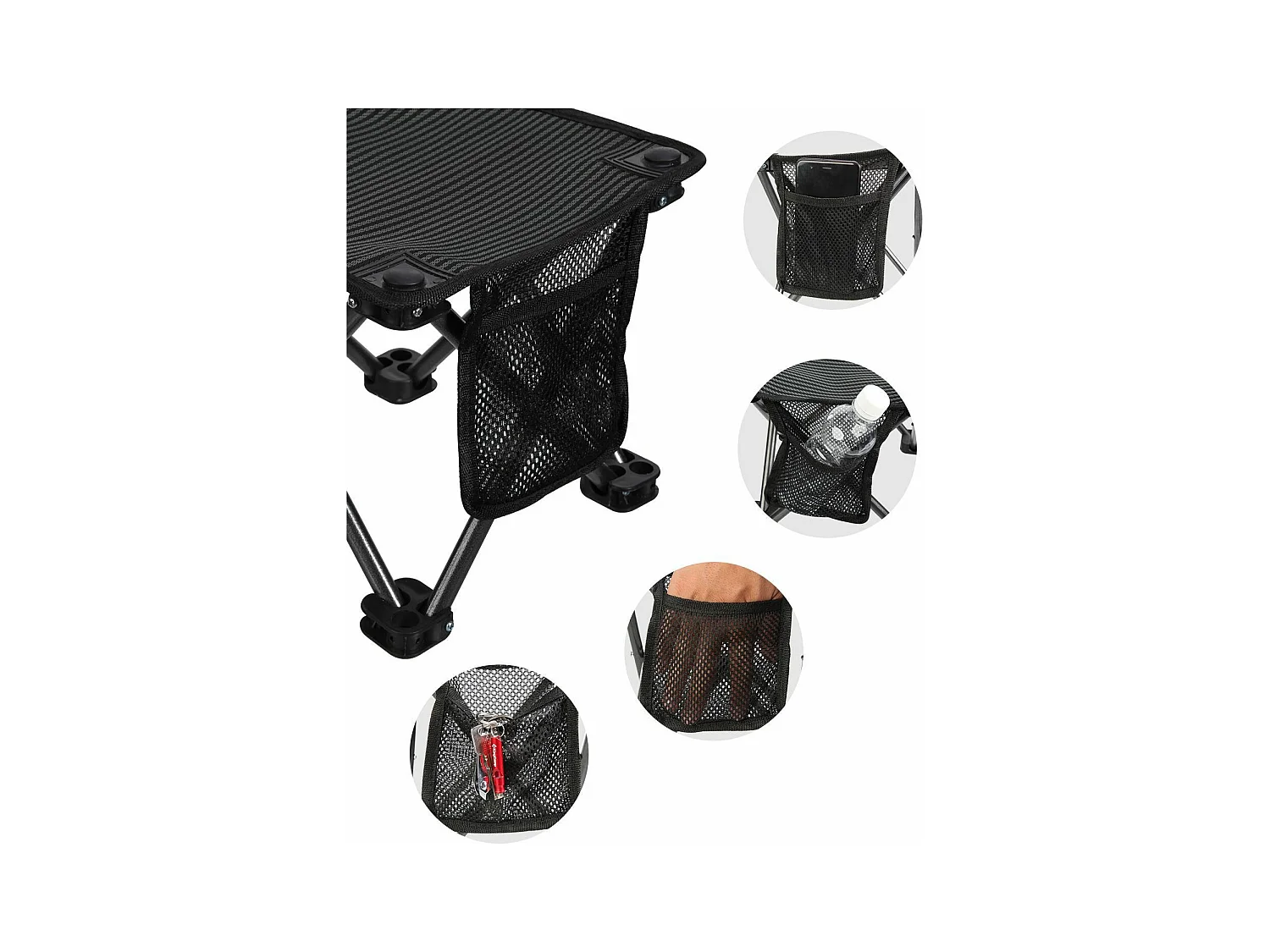 Mini tabouret pliable - Kingcamp - Noir - Sac de transport inclus