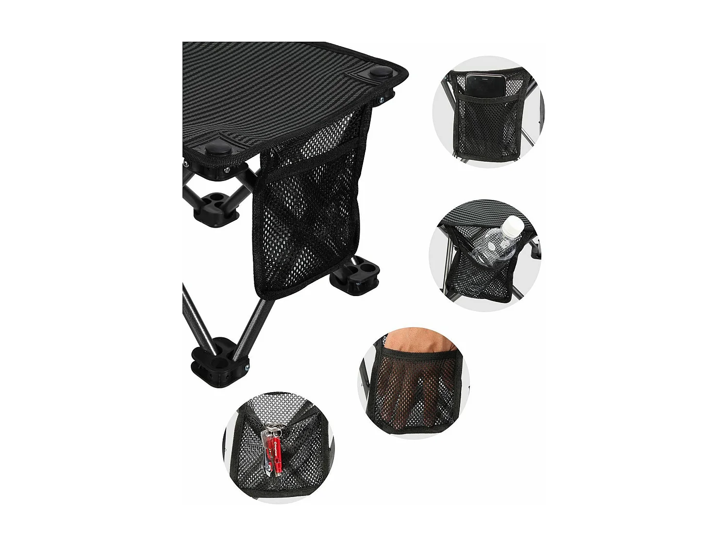 Mini tabouret pliable - Kingcamp - Noir - Sac de transport inclus