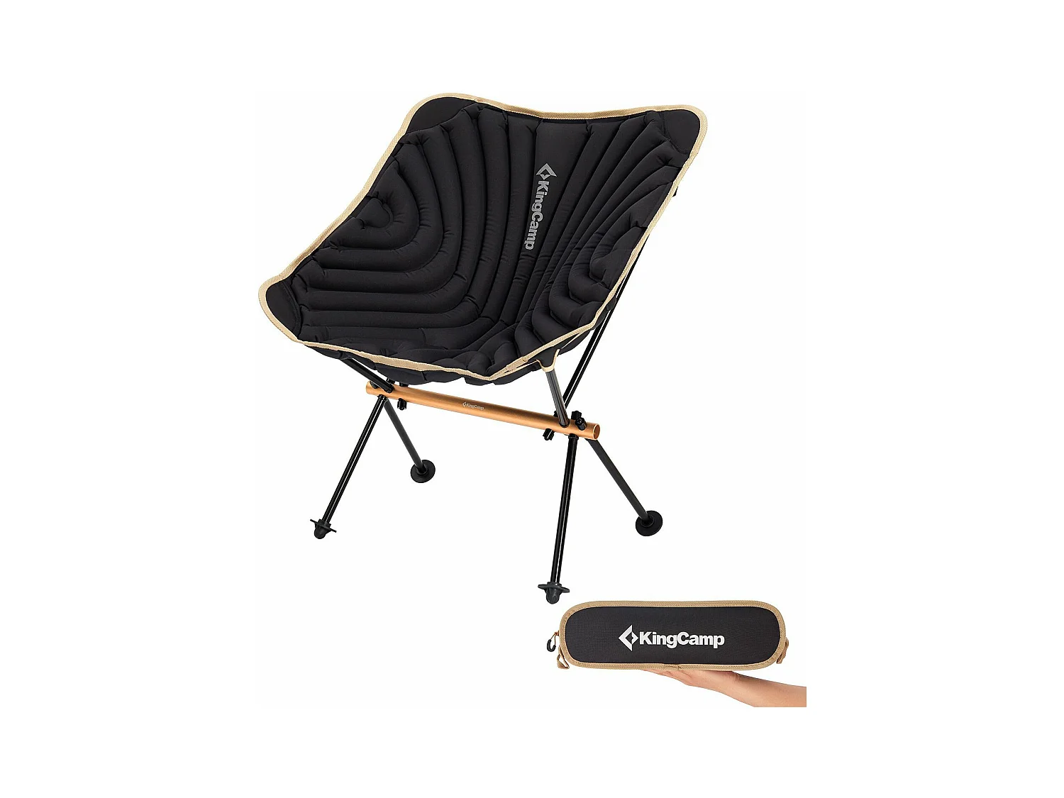 Kingcamp Opblaasbare campingstoel - - Zwart - Inclusief draagtas
