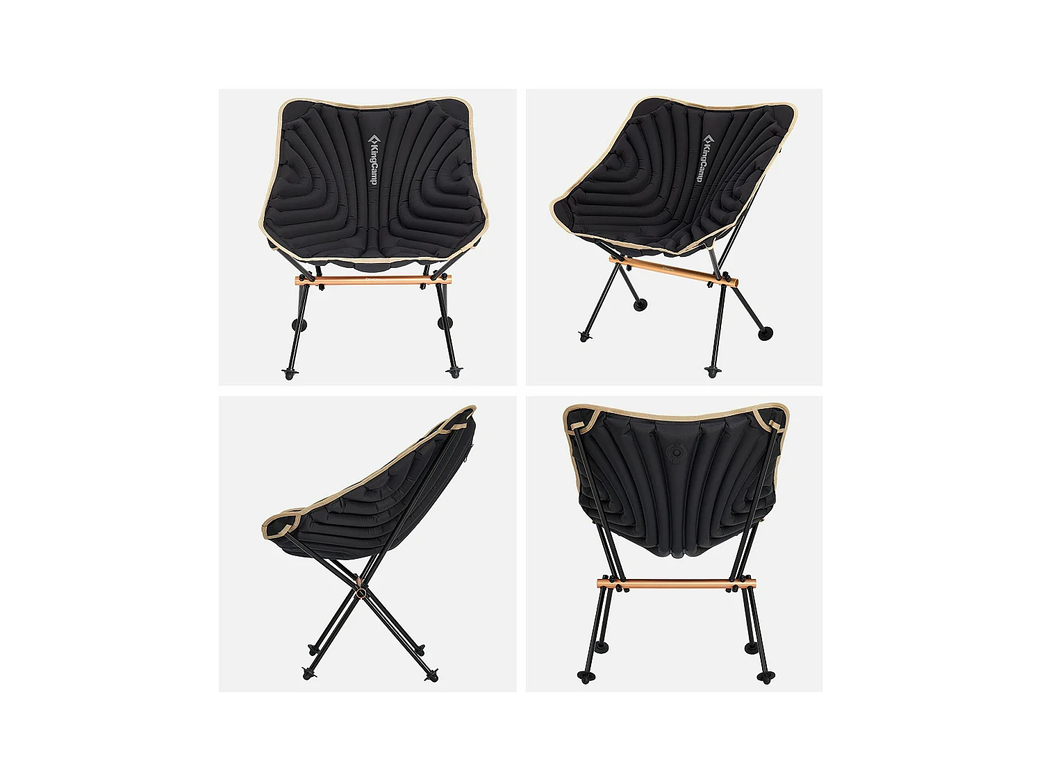 Kingcamp Opblaasbare campingstoel - - Zwart - Inclusief draagtas