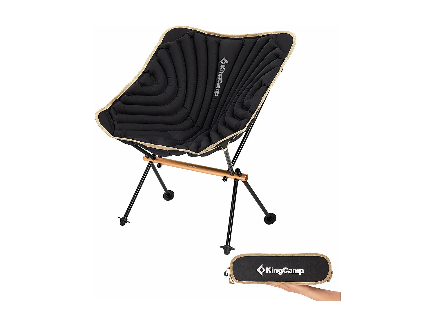 Chaise de camping gonflable - Kingcamp - Noir - Sac de transport inclus