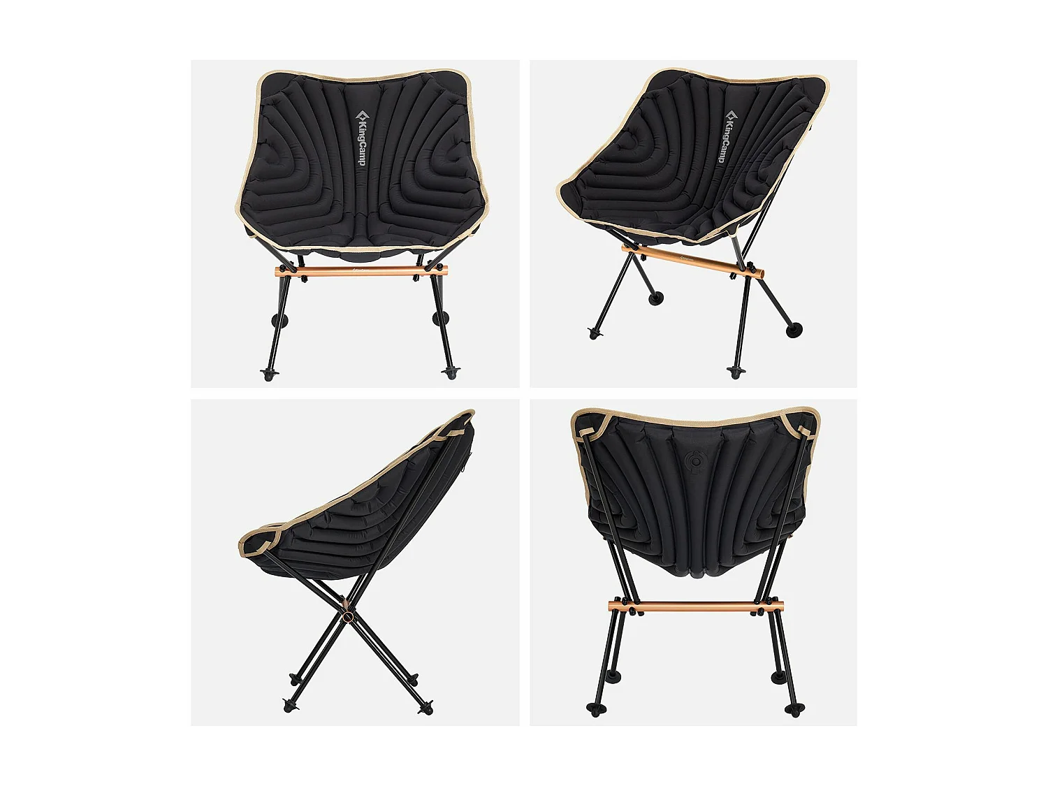 Chaise de camping gonflable - Kingcamp - Noir - Sac de transport inclus