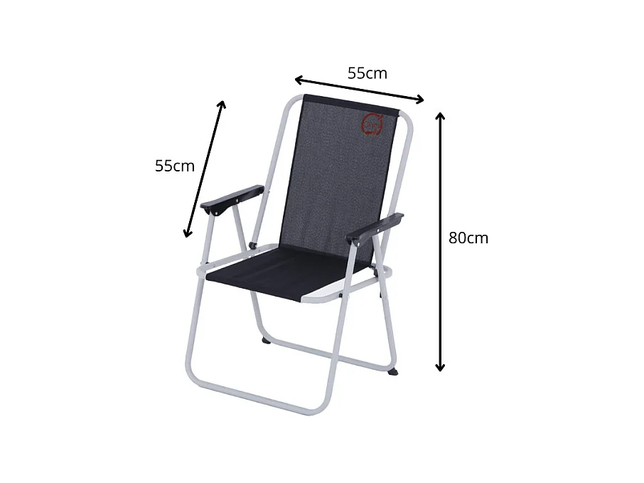 Fauteuil piccolo de camping pliable - O'Camp - Noir - Dimensions : 57 x 80 x 55 cm