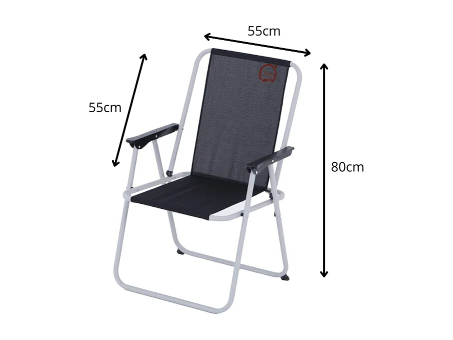 Fauteuil piccolo de camping pliable - O'Camp - Noir - Dimensions : 57 x 80 x 55 cm