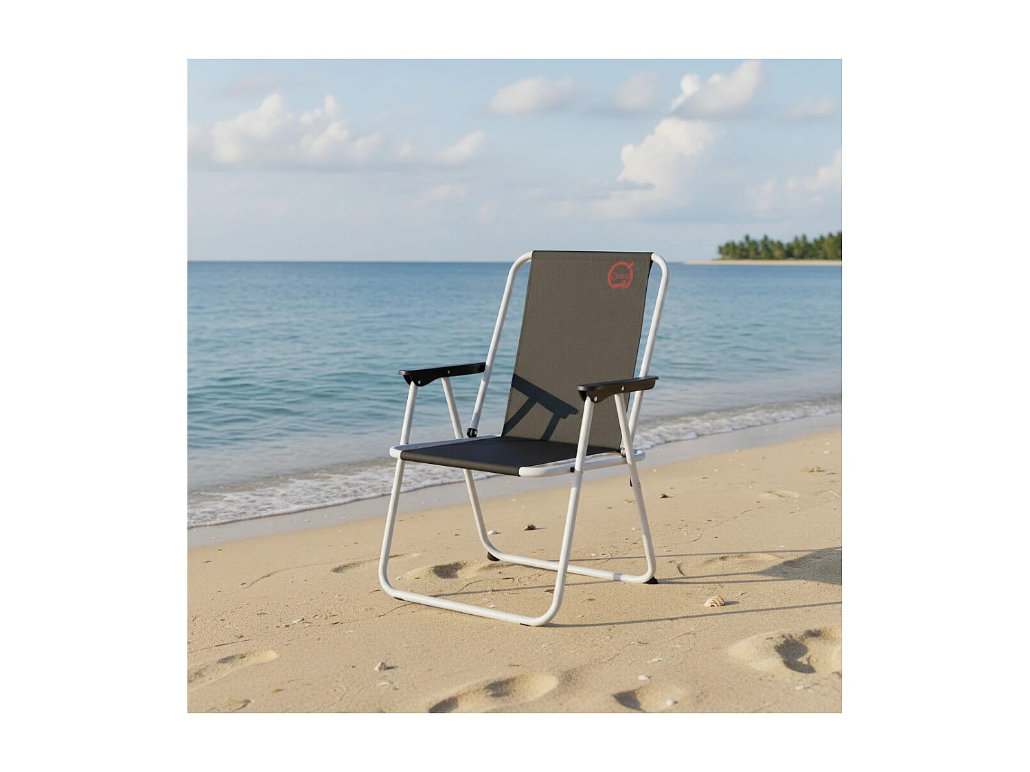 Fauteuil piccolo de camping pliable - O'Camp - Noir - Dimensions : 57 x 80 x 55 cm