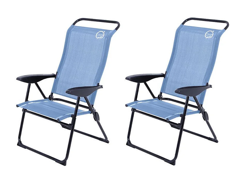 O'Camp Set van 2 campingstoelen met 5 standen - - Blauw - Afmetingen: 70 x 62 x 105 cm