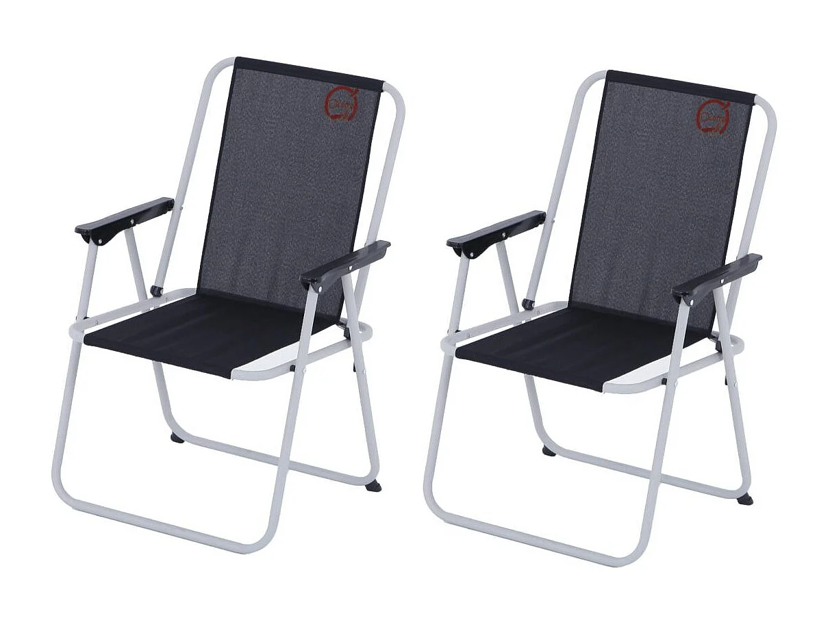 Lot de 2 fauteuils piccolo de camping pliables - O'Camp - Noir - Dimensions : 57 x 80 x 55 cm