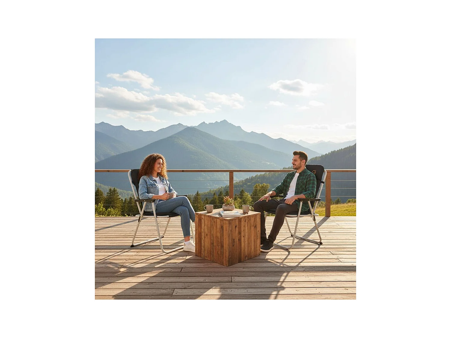 Lot de 2 fauteuils piccolo de camping pliables - O'Camp - Noir - Dimensions : 57 x 80 x 55 cm