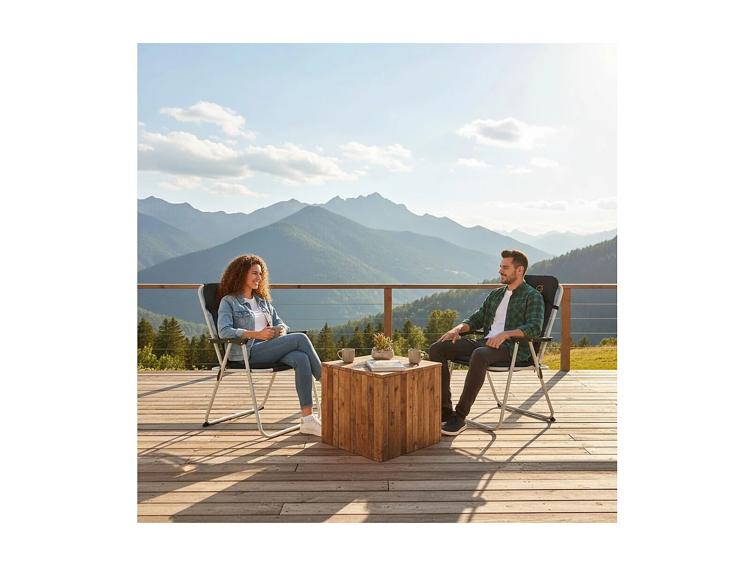 Lot de 2 fauteuils piccolo de camping pliables - O'Camp - Noir - Dimensions : 57 x 55 x 80 cm