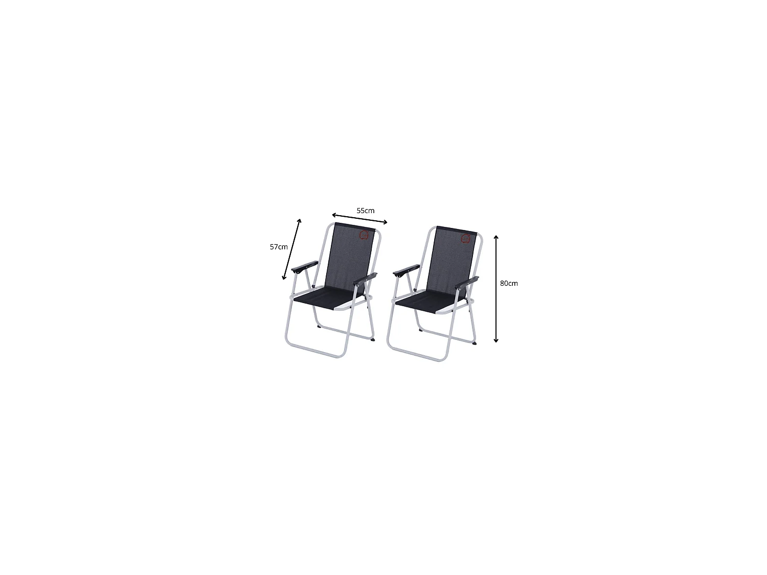 Set di 2 poltroncine da campeggio pieghevoli Piccolo - O'Camp - Nero - Dimensioni: 57 x 55 x 80 cm