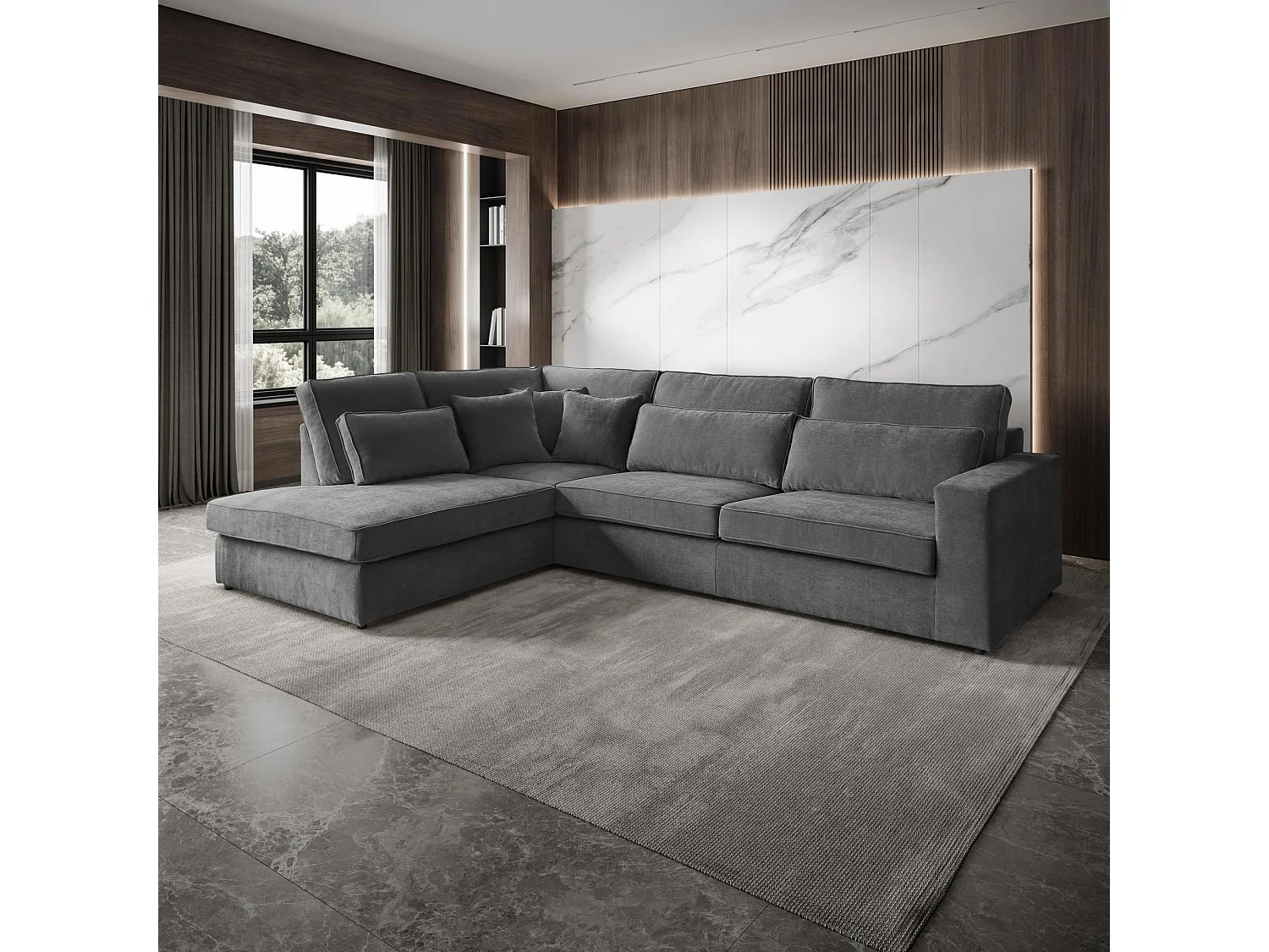 Hoekbank Parma zonder slaapfunctie grijs links
