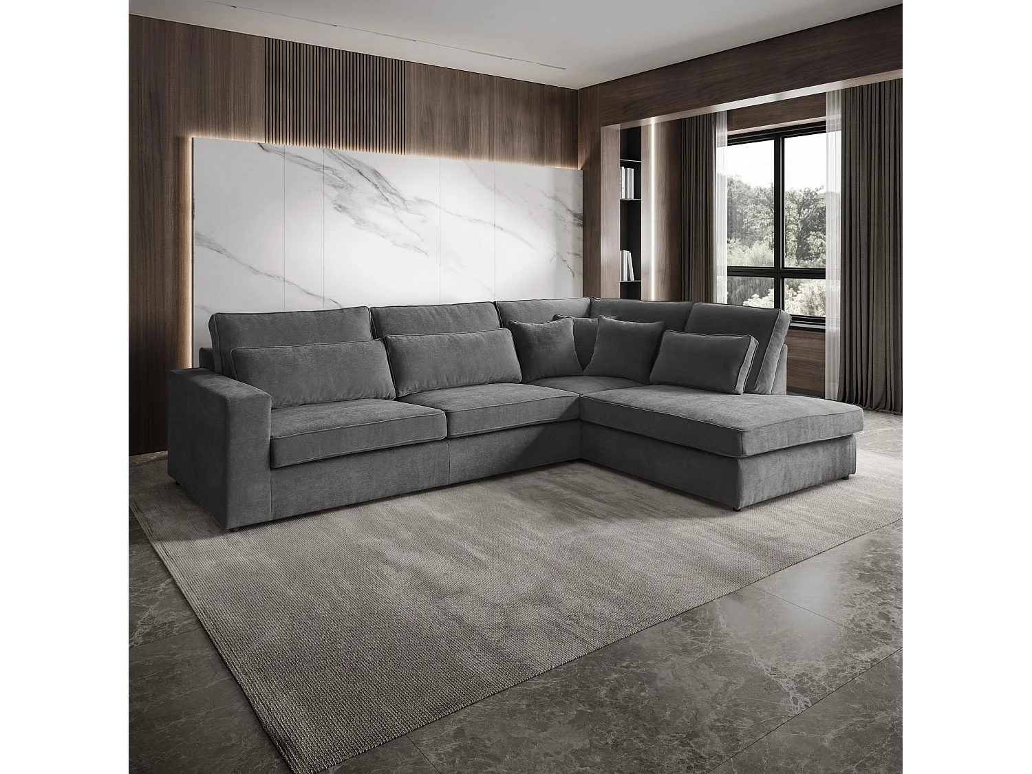 ECKSOFA Parma ohne Schlaffunktion grau rechts