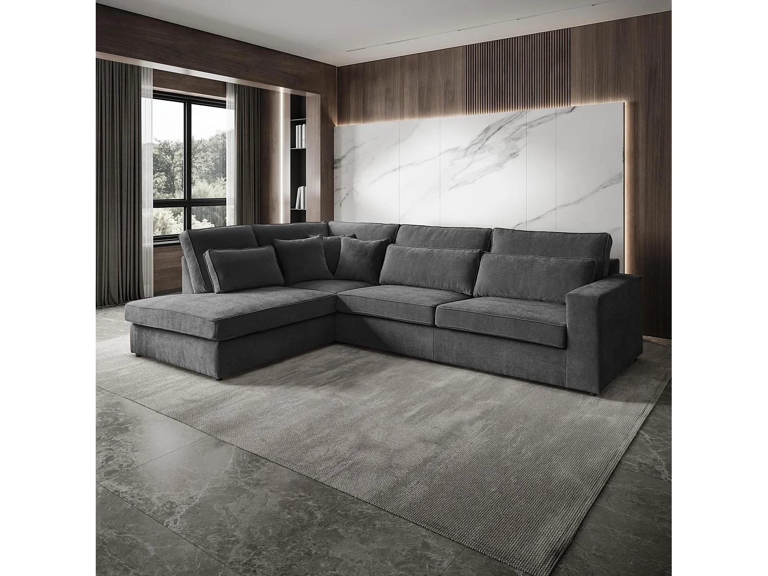 CANAPE Parma sans fonction sommeil gris foncé gauche