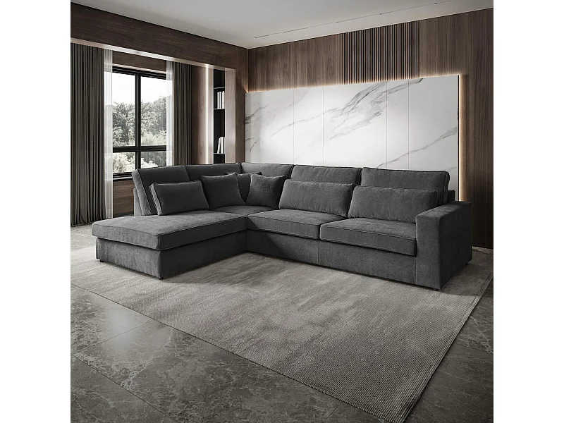 CANAPE Parma sans fonction sommeil gris foncé gauche