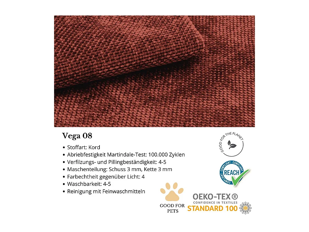 Hoekbank Volare zonder slaapfunctie rood links