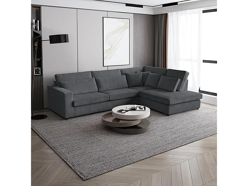 ECKSOFA Parma ohne Schlaffunktion dunkelgrau rechts