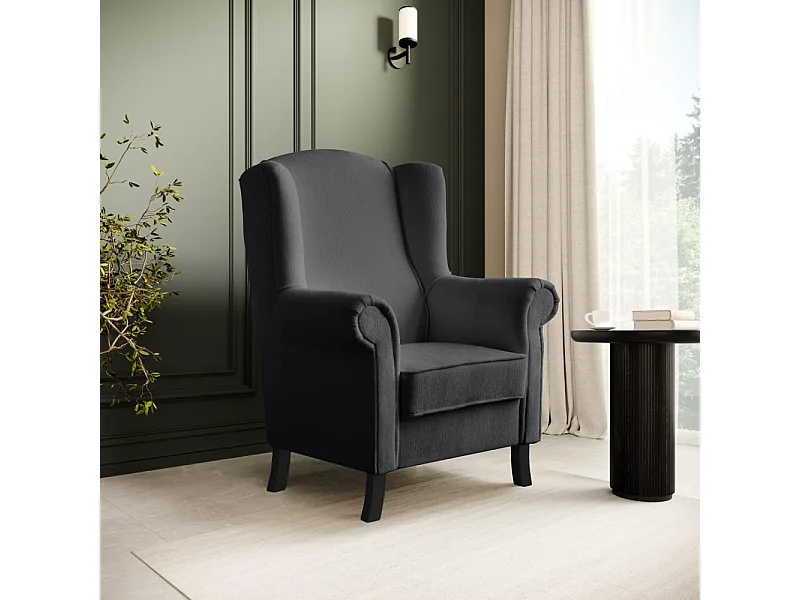 OHRENSESSEL Leonardo dunkelgrau boucle-stoff