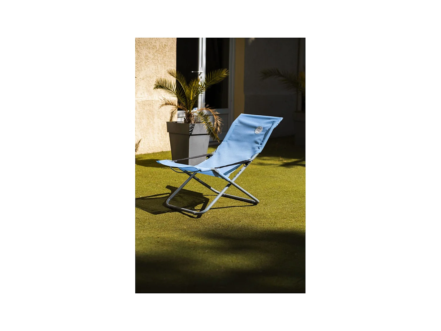 Fauteuil relax de jardin 3 positions pliable - O'Sun - Bleu - Dimensions : 94 x 102 x 62 cm
