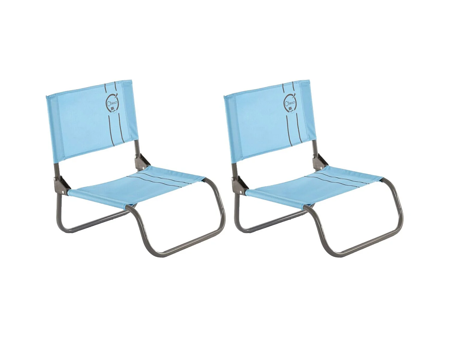 Lot de 2 chaises cale-dos de plage 1 pliure - O'Beach - Dimensions : 50 x 45 x 48 cm