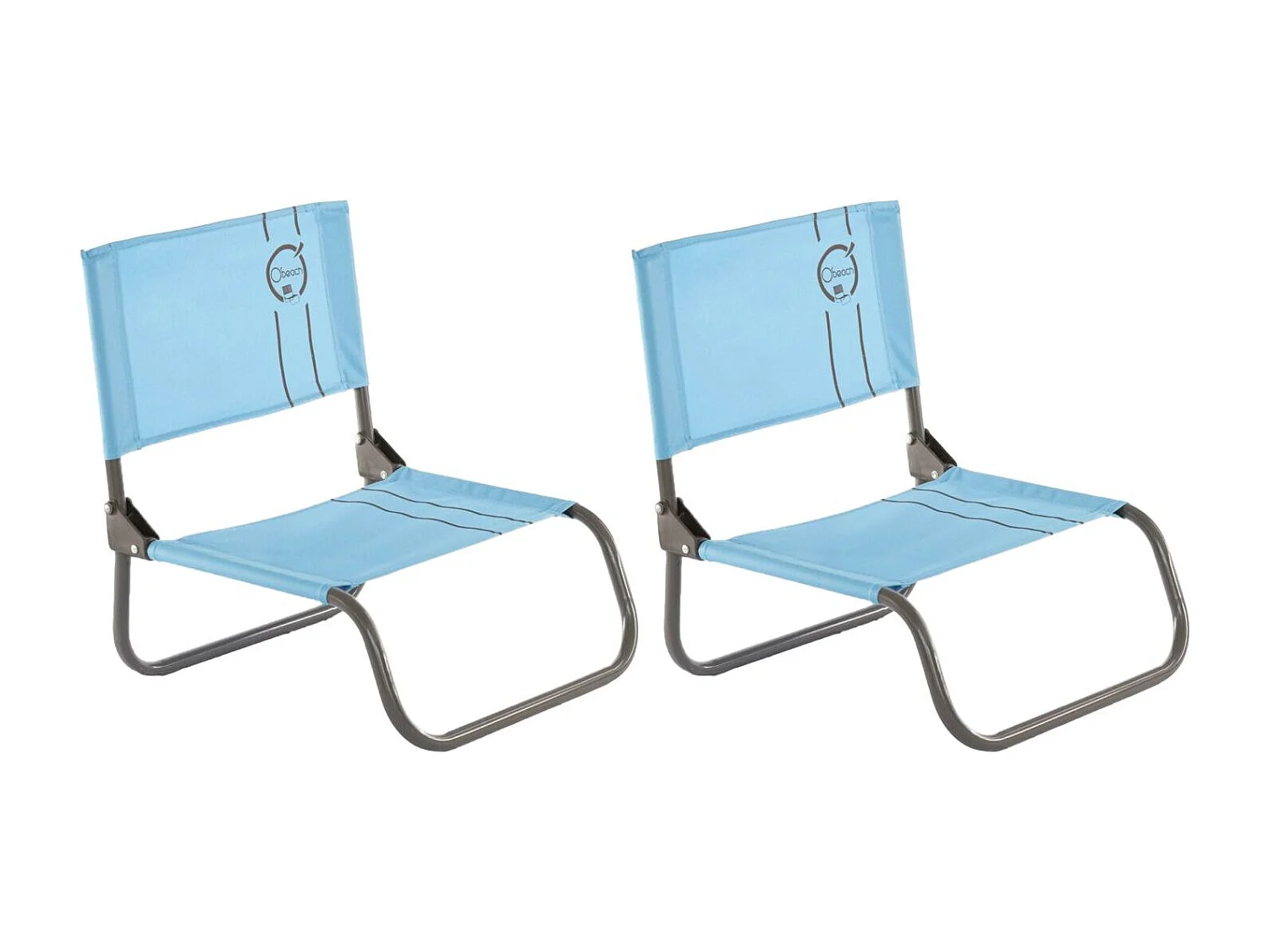 Lot de 2 chaises cale-dos de plage 1 pliure - O'Beach - Dimensions : 40 x 50 x 45 cm