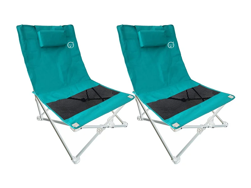 Lot de 2 sièges de plage pliables - O'Beach - Housse de transport inclus - 40 x 70 x 40 cm