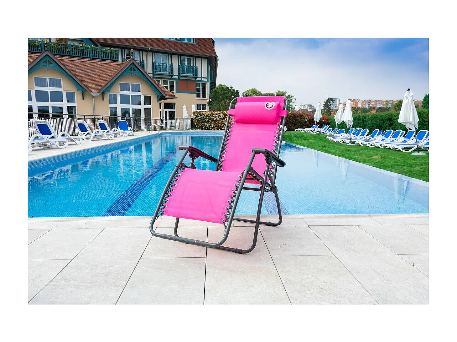 Lot de 2 fauteuils relax de jardin - O'Colors - Multi positions - Bleu et rose