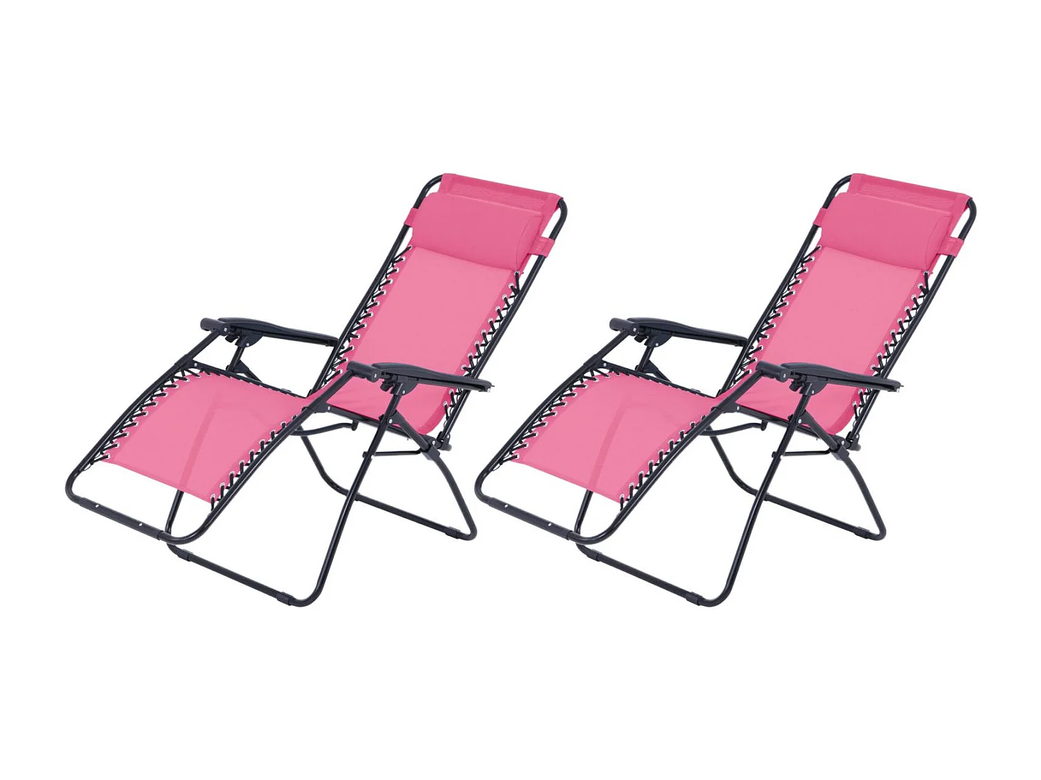 Lot de 2 fauteuils relax de jardin - O'Colors - Multi positions - Bleu et rose