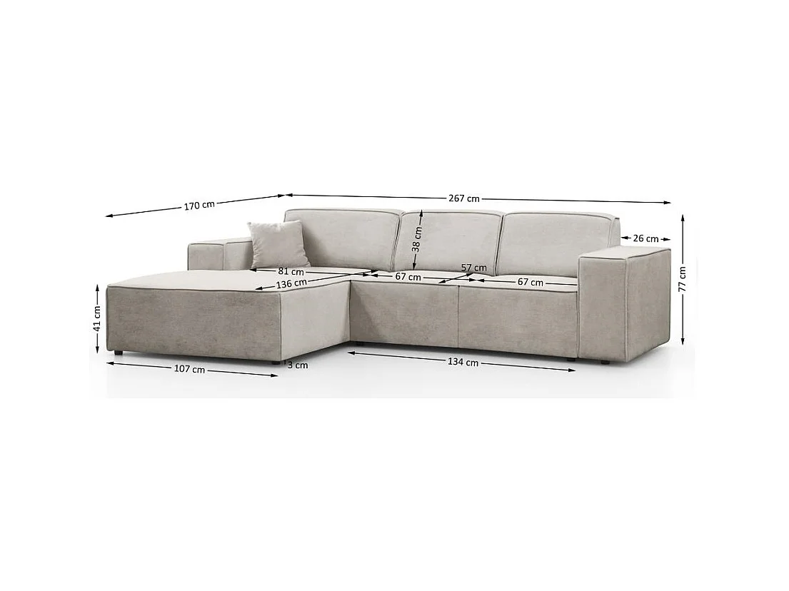 ECKSOFA ohne Schlaffunktion Pedro L beige rechts