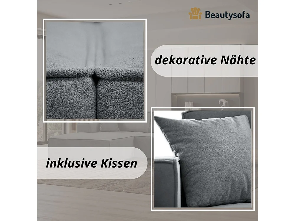 Hoekbank zonder slaapfunctie Pedro L lichtgrijs rechts