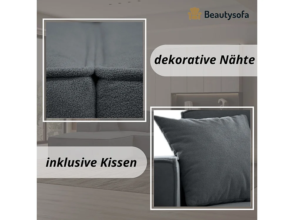 Hoekbank zonder slaapfunctie Pedro L grijs links