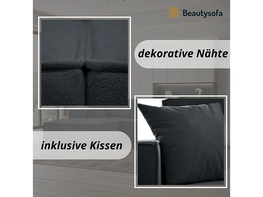 ECKSOFA ohne Schlaffunktion Pedro L dunkelgrau rechts