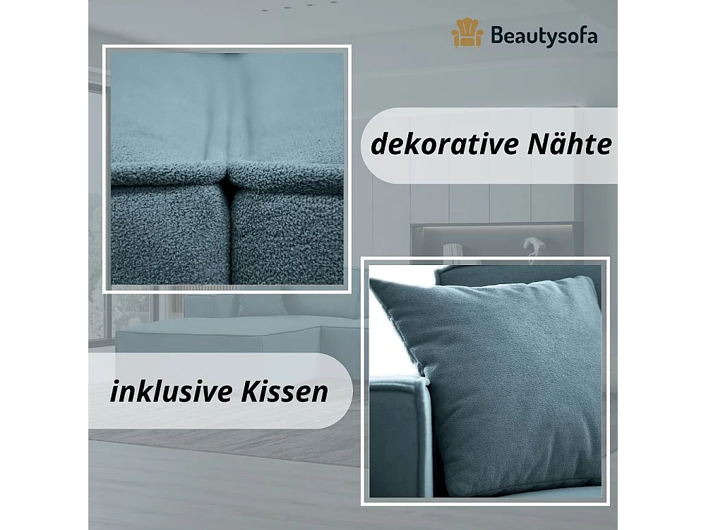 Hoekbank zonder slaapfunctie Pedro L lichtblauw rechts