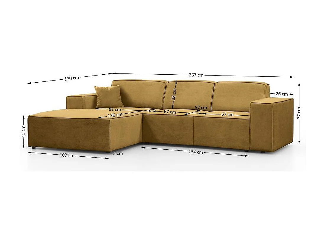 ECKSOFA ohne Schlaffunktion Pedro L gelb links