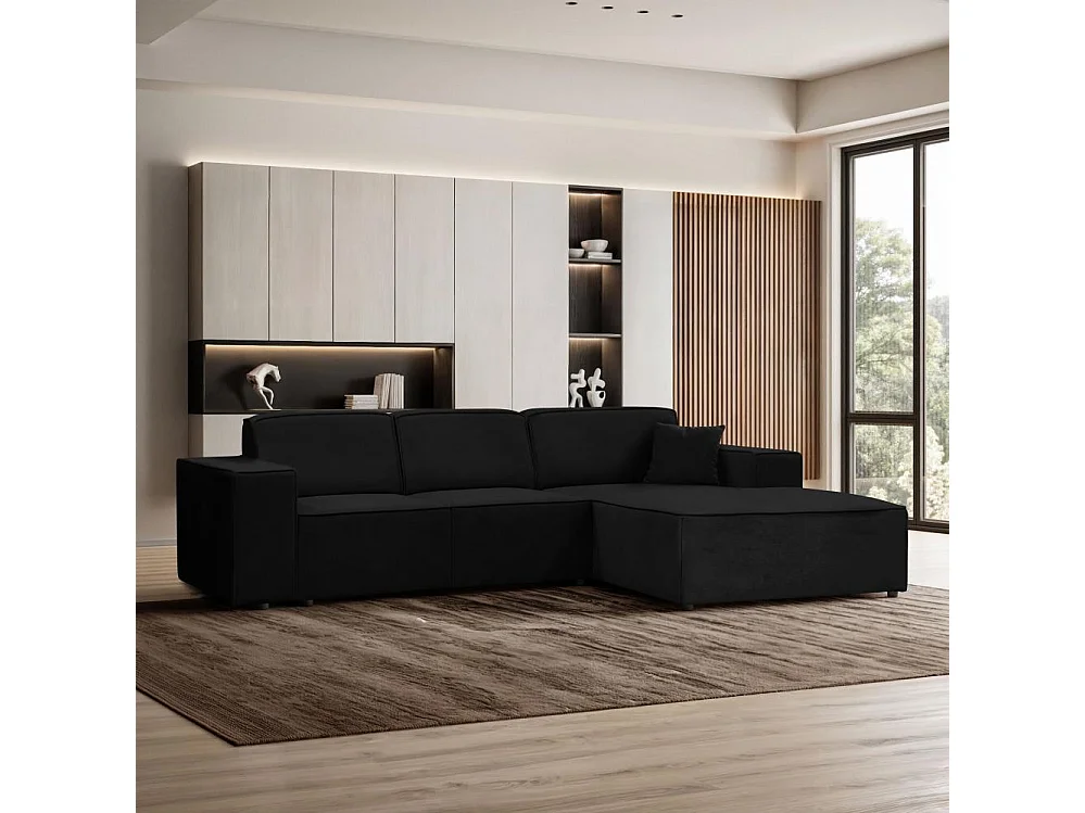 Hoekbank zonder slaapfunctie Pedro L zwart rechts