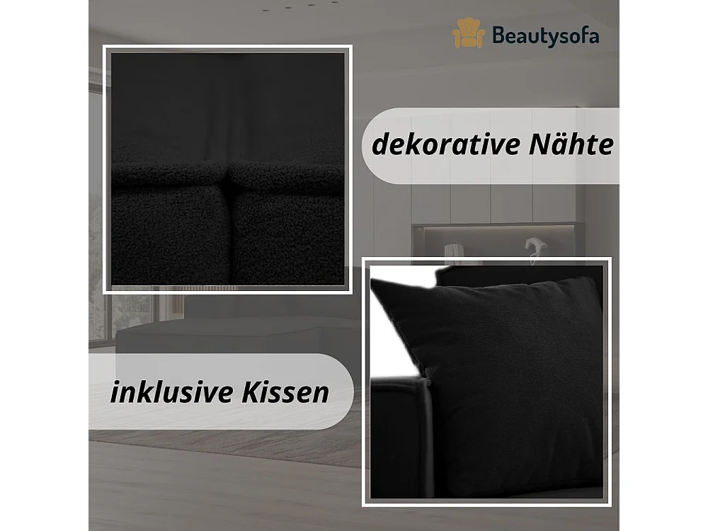 Hoekbank zonder slaapfunctie Pedro L zwart rechts