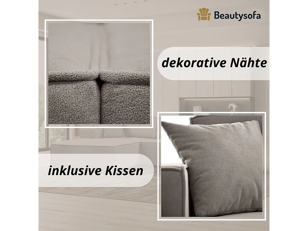 Hoekbank zonder slaapfunctie Pedro L cappuccino rechts