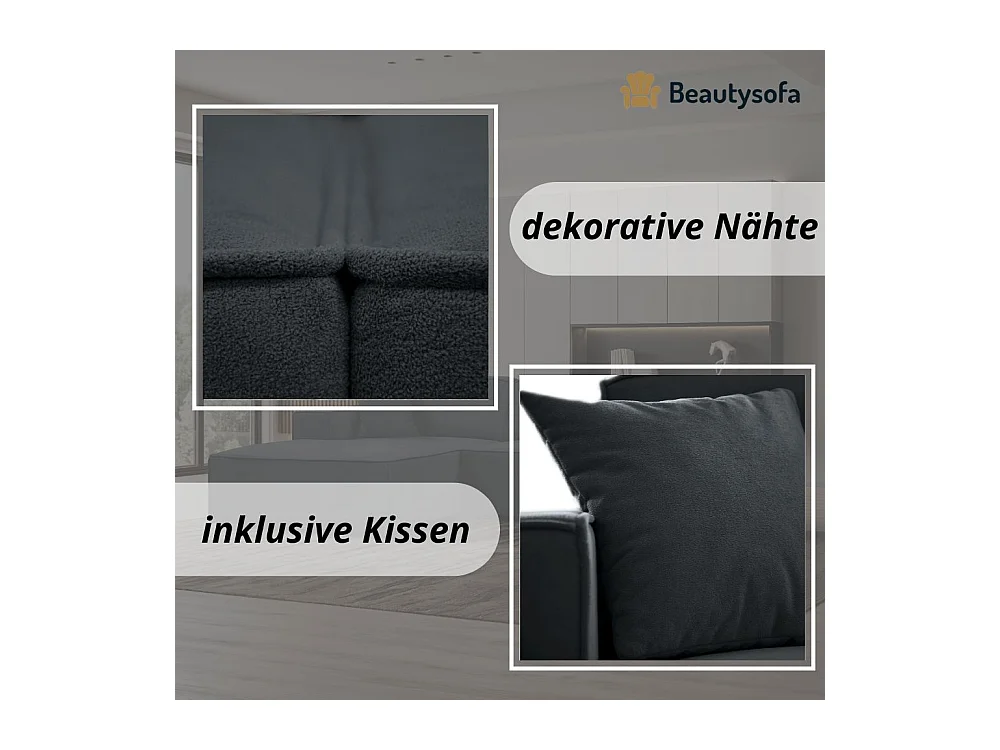 CANAPE sans fonction sommeil Pedro L gris foncé gauche