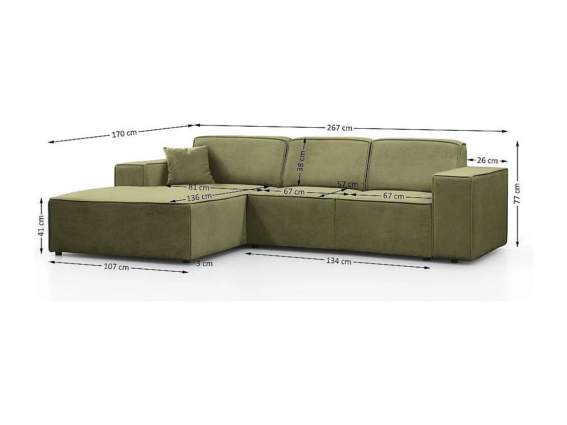 ECKSOFA ohne Schlaffunktion Pedro L hellgrün rechts