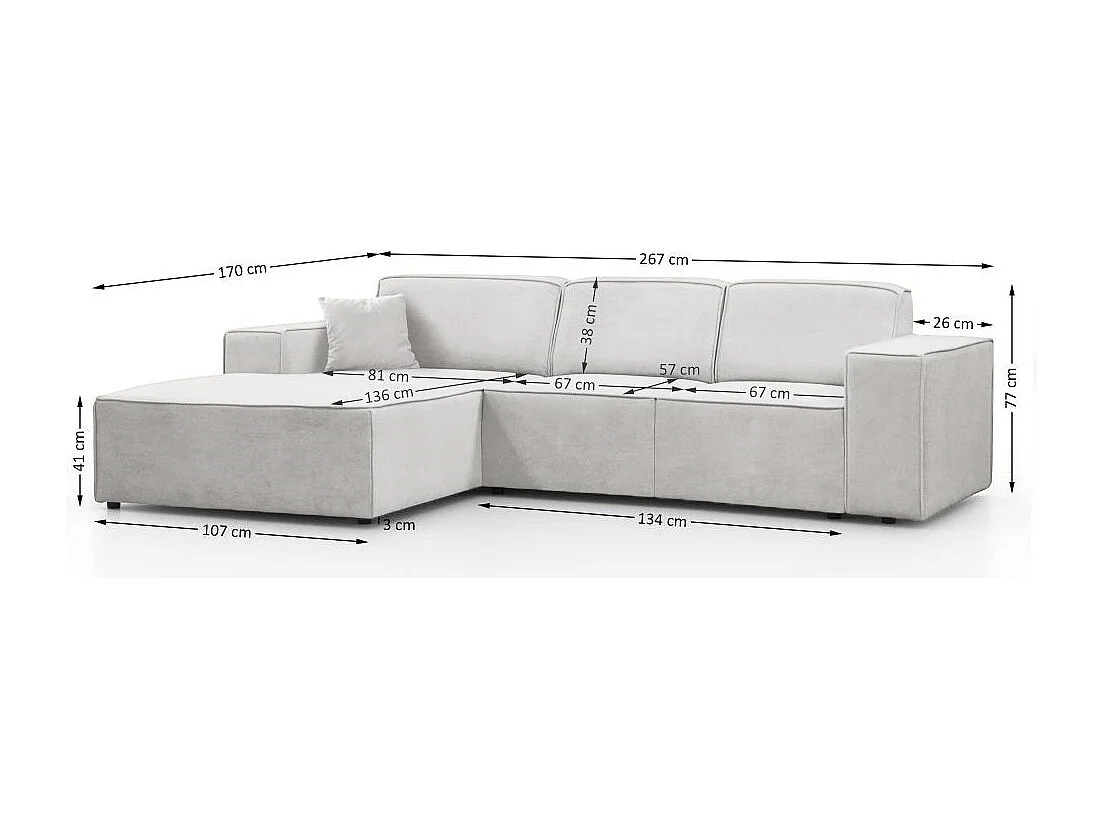 Hoekbank zonder slaapfunctie Pedro L beige links