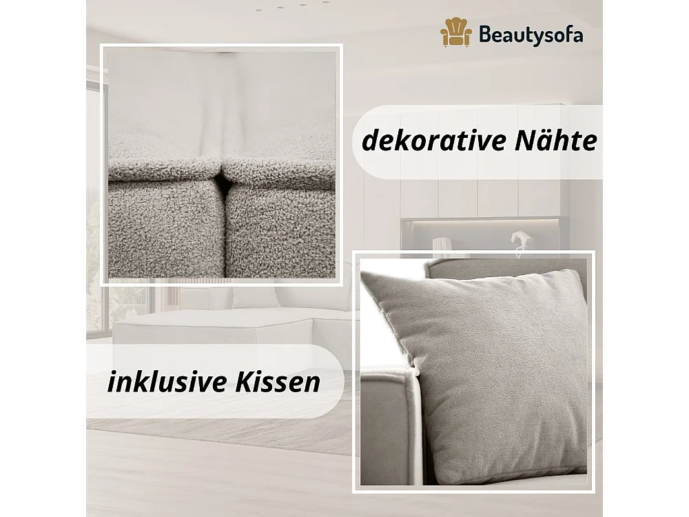 Hoekbank zonder slaapfunctie Pedro L beige links