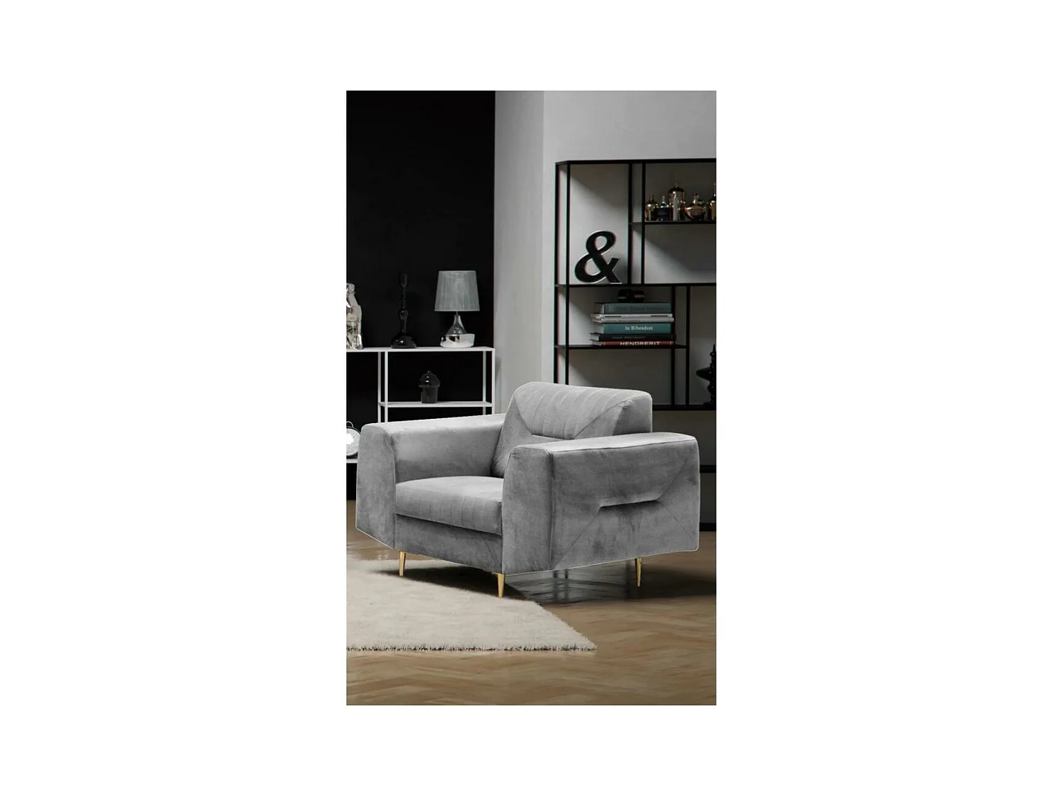 FAUTEUIL RELAX Venezia gris clair avec pieds dorés