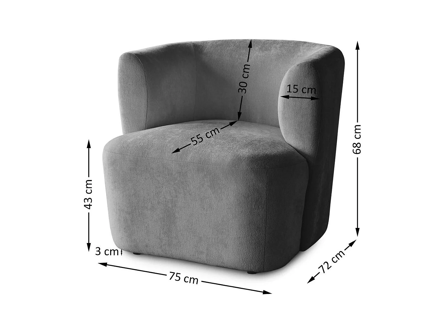 FAUTEUIL Nori gris velours