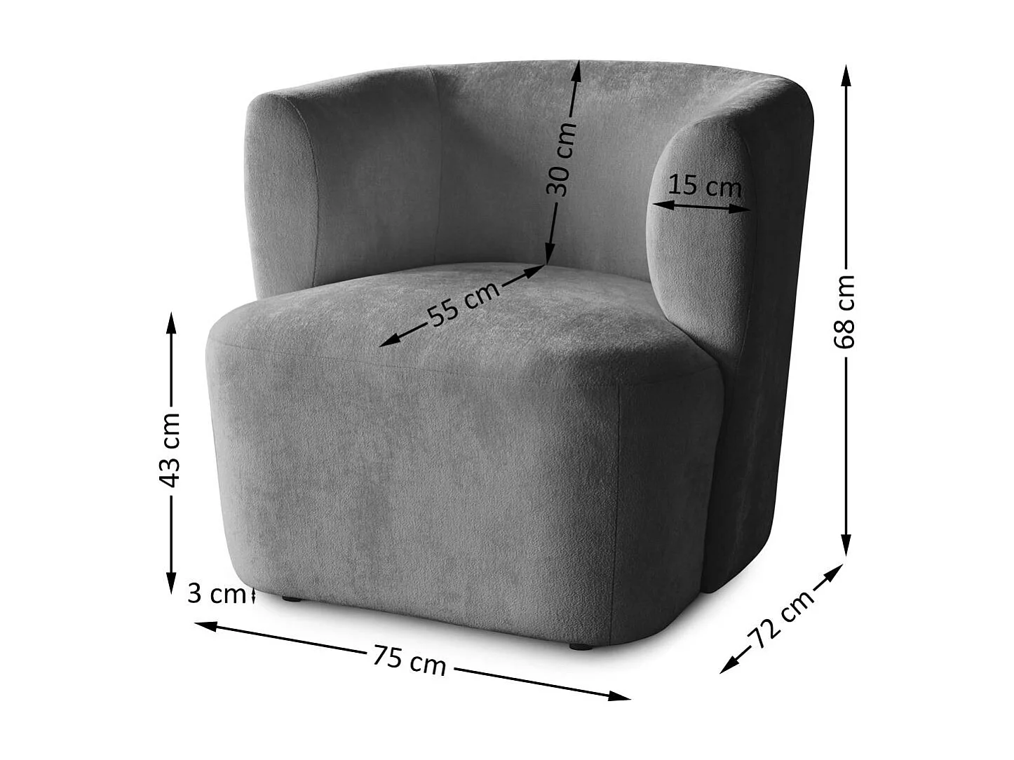 FAUTEUIL Nori gris velours