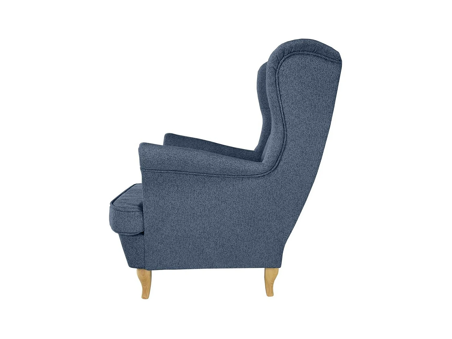 CHESTERFIELD-SESSEL Falco dunkelblau mit Buche Holzbeinen