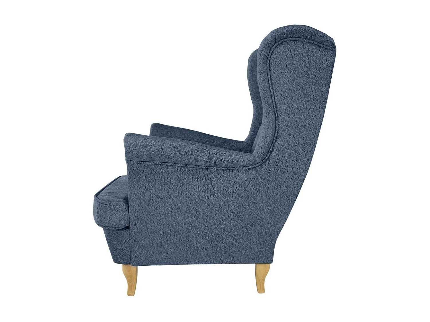 CHESTERFIELD-FAUTEUIL Falco bleu foncé avec pieds en bois de hêtre