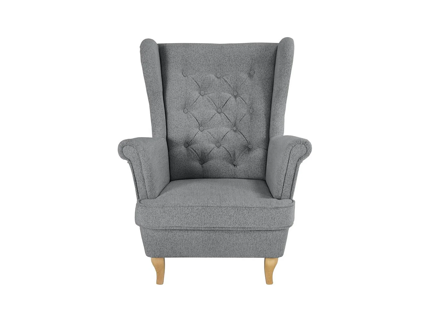 CHESTERFIELD-FAUTEUIL Falco gris avec pieds en bois de hêtre
