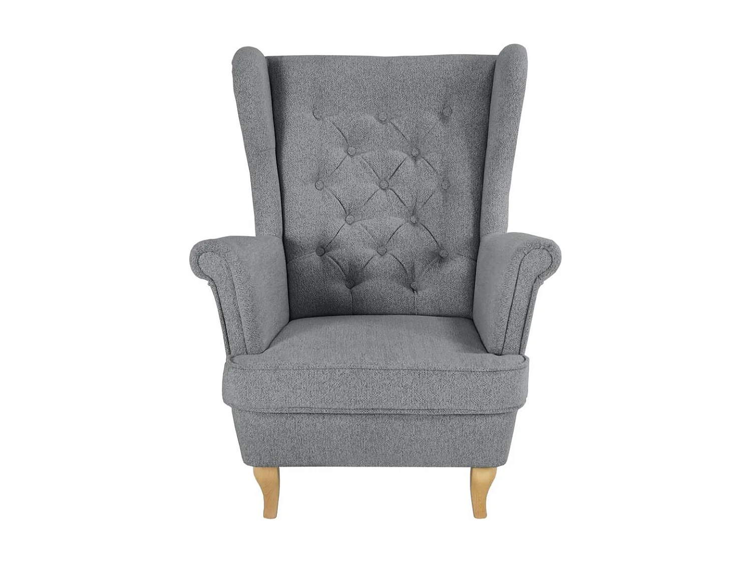 CHESTERFIELD-FAUTEUIL Falco gris avec pieds en bois de hêtre